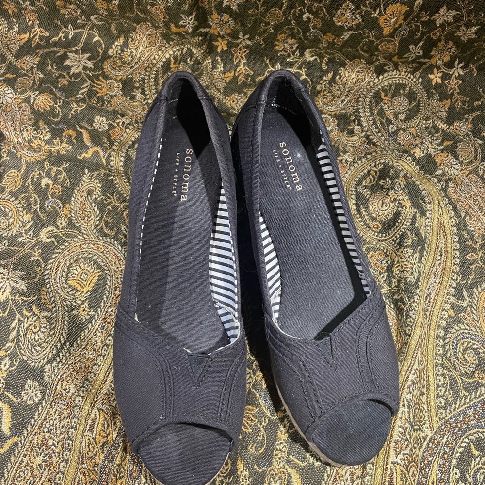 Sonoma Women's Black Peep Toe Flats